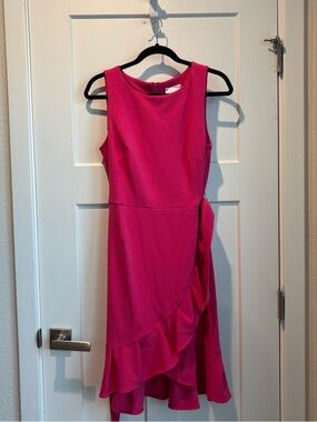 Calvin Klein - Sleeveless Pink Ruffle Midi Dress